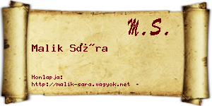 Malik Sára névjegykártya